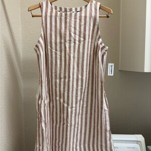 Old Navy Brown and White Striped Dress